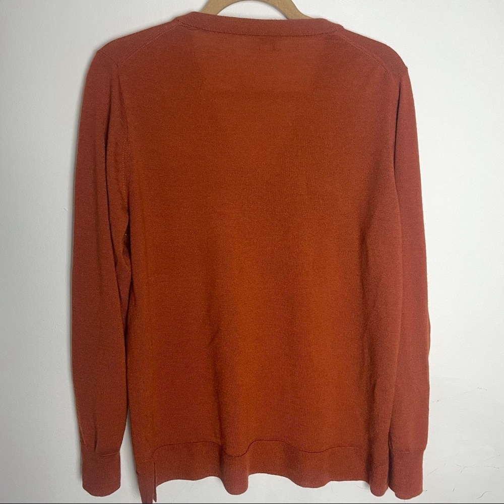 J. Crew Brown V-Neck Merino Wool Blend Long Sleeve Shirt Size XXL - Picture 6 of 9